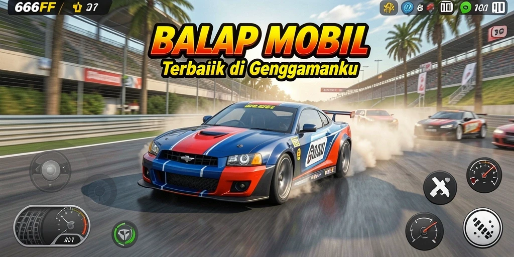 Screenshot 666FF menampilkan aksi balapan menegangkan.
