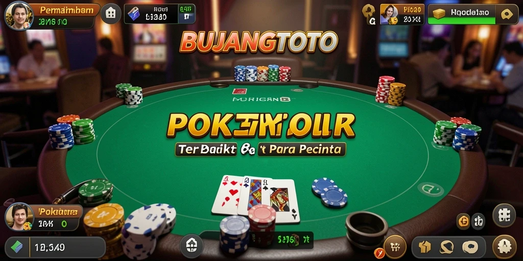 Screenshot BUJANGTOTO menampilkan antarmuka permainan poker yang menarik.