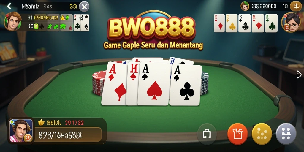 Tampilan gameplay seru di BWO888 dengan kartu Gaple.