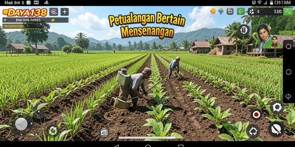 Screenshot gameplay DAYA138 menampilkan suasana agraris yang ceria dan interaktif.