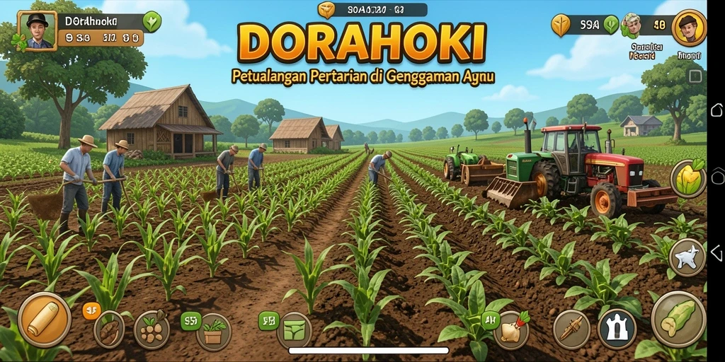 Tangkapan layar DORAHOKI menunjukkan kebun yang rimbun dan penuh warna.