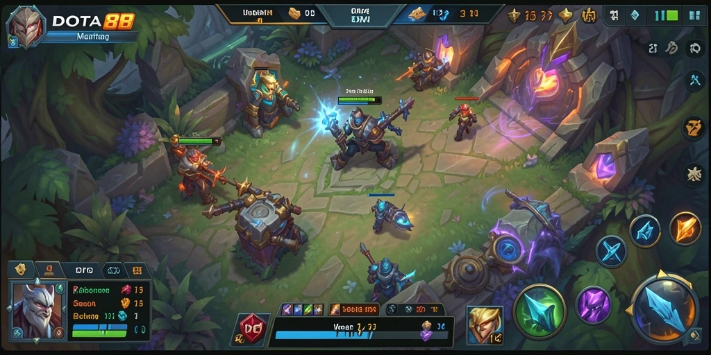 Tampilan gameplay DOTA88 yang penuh aksi dalam arena MOBA.