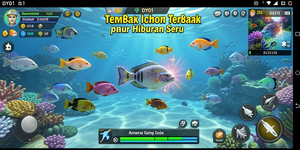 Tampilan gameplay seru DYO1 dengan aksi Tembak Ikan yang mendebarkan.
