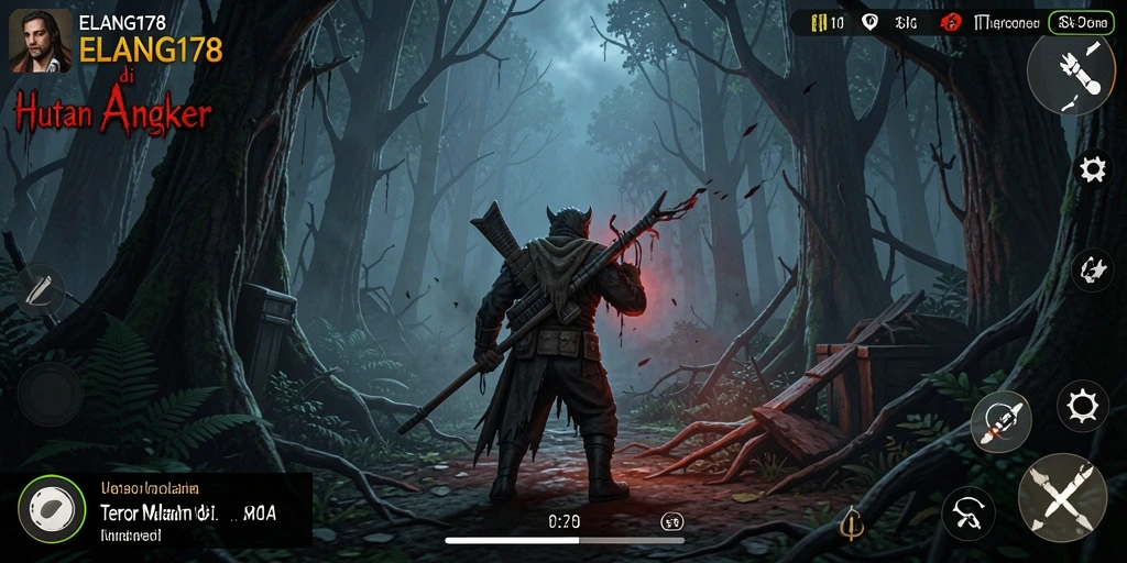 Screenshot menampilkan suasana gelap dan menegangkan dari gameplay ELANG178.