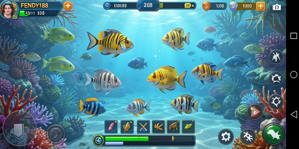 Gameplay FENDY188 yang seru dengan tembak ikan.
