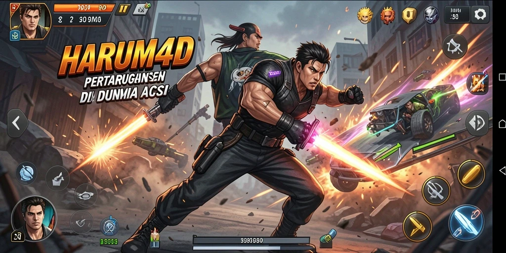 Tampilan gameplay intens di HARUM4D dengan aksi mendebarkan.