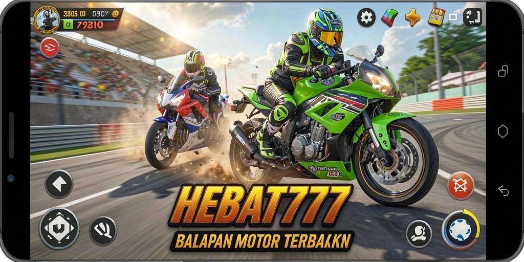 Gameplay seru di HEBAT777 dengan balapan motor yang menegangkan.