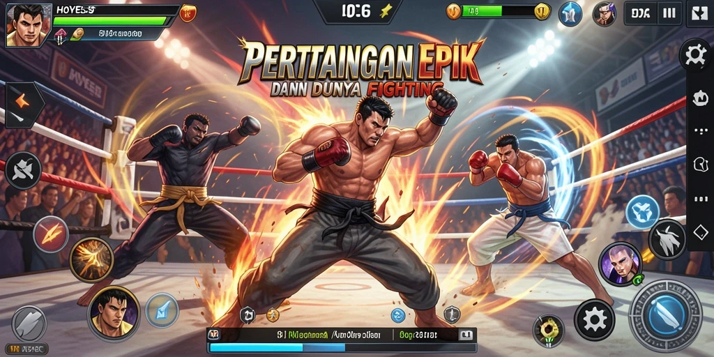 Tampilan gameplay HOYE55 yang menegangkan dan mendebarkan saat pertarungan berlangsung.