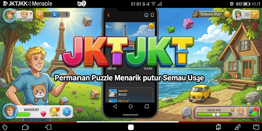 Tampilan gameplay JKTJKT menampilkan berbagai teka-teki yang menantang.