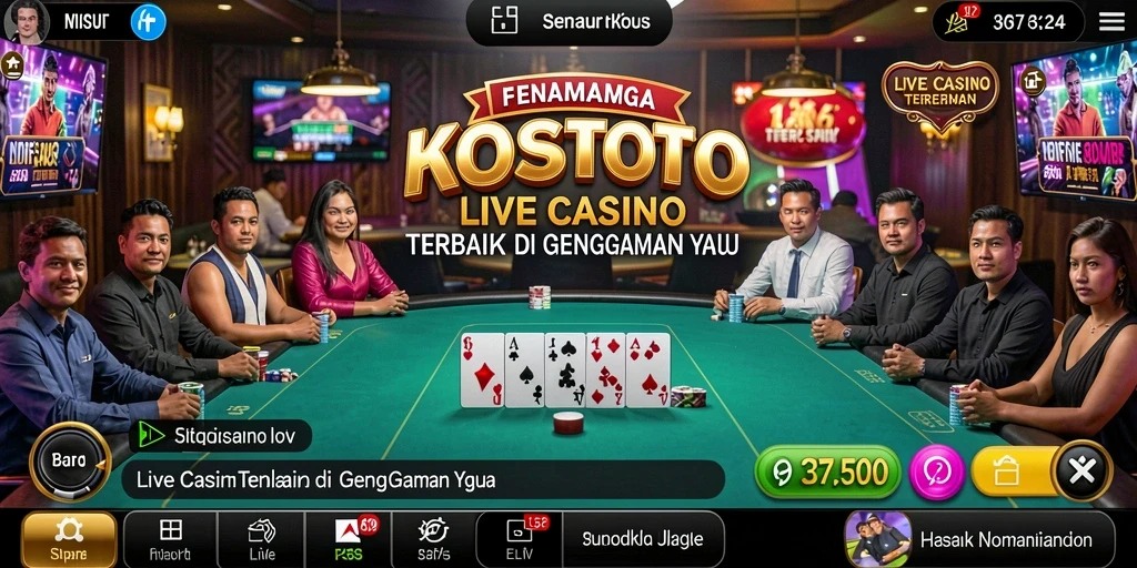 Tampilan gameplay KOSTOTO dengan dealer langsung dan interaksi pemain.