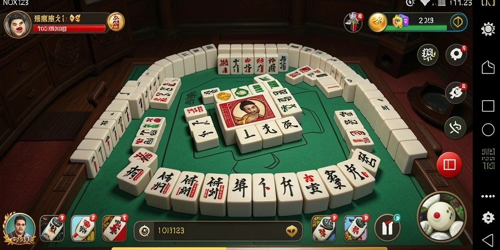 Gameplay Mahjong yang menarik dalam NOX123 dengan desain visual yang menawan.