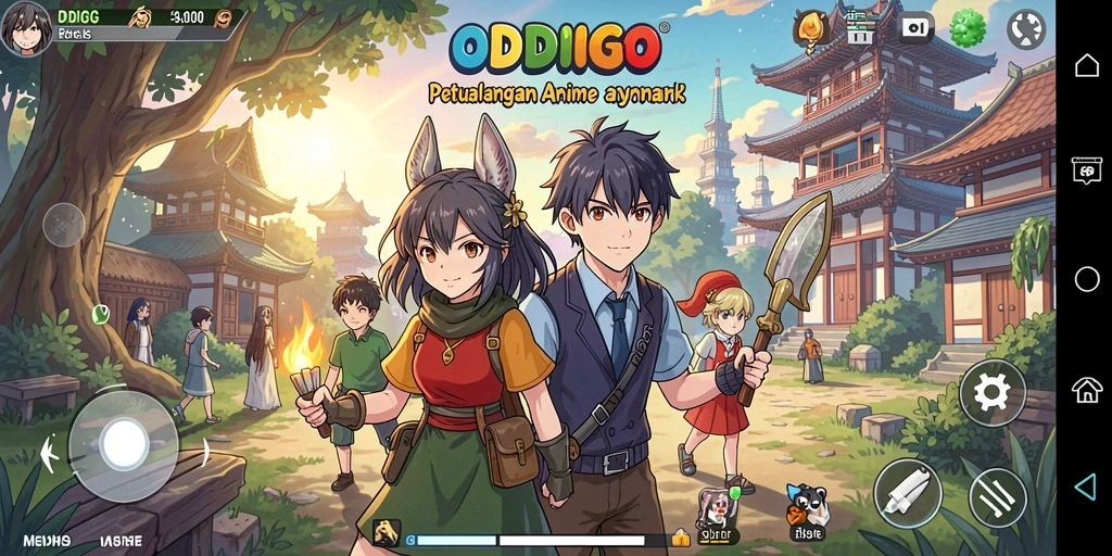 Screenshot menunjukkan momen seru dalam gameplay ODDIGO dengan karakter anime.