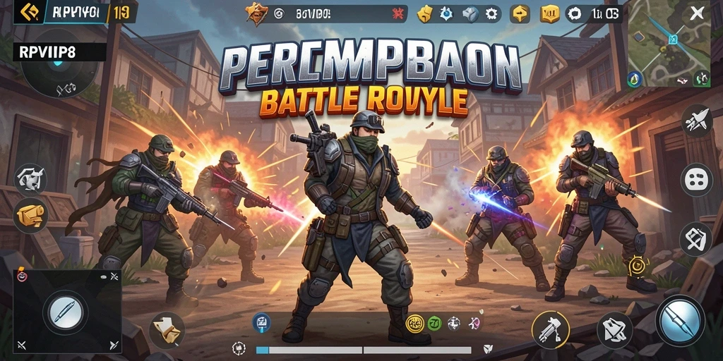 Screenshot RPVIP8 menampilkan aksi pertarungan Battle Royale yang mendebarkan.