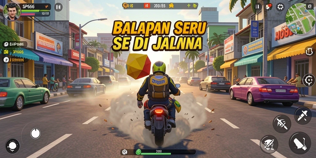 Tampilan menarik gameplay balapan di SP666 dengan mobil balap cepat.